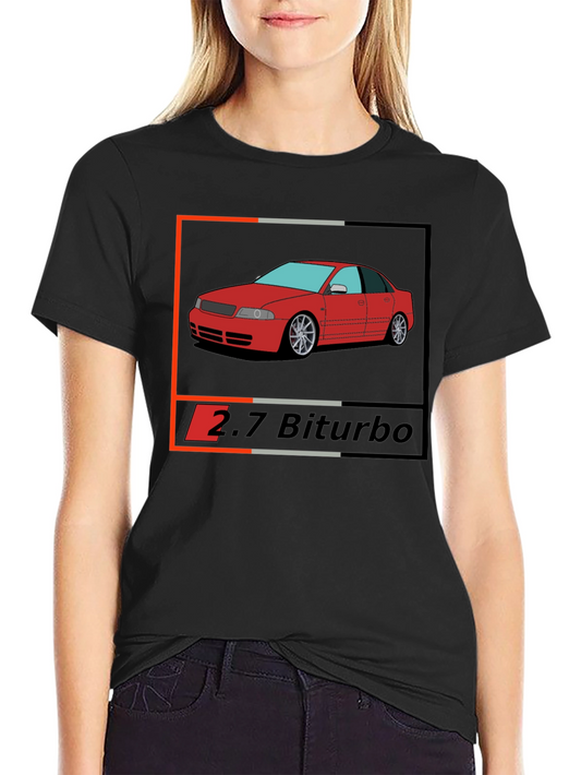 Audi 2.7 Biturbo Car Graphic Black T-Shirt