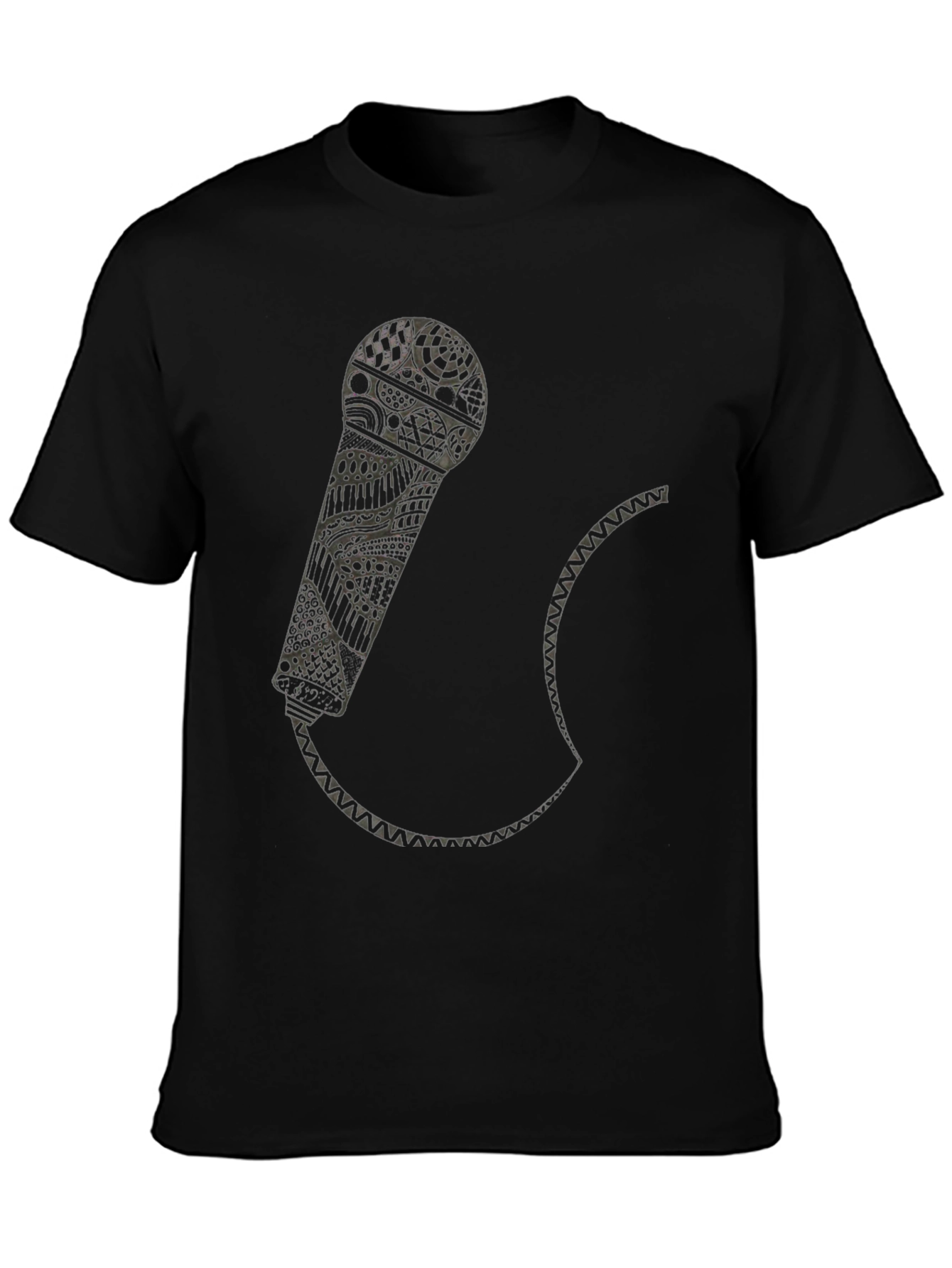 Abstract Microphone Graphic Tee - Black
