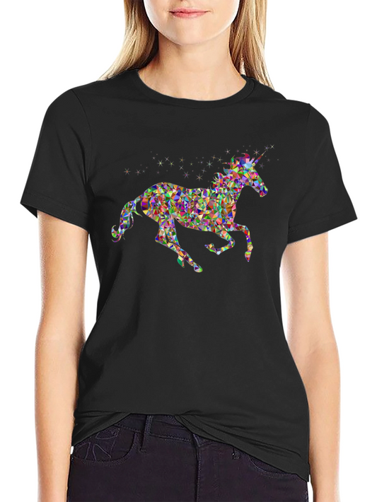Geometric Unicorn Graphic Tee - Black