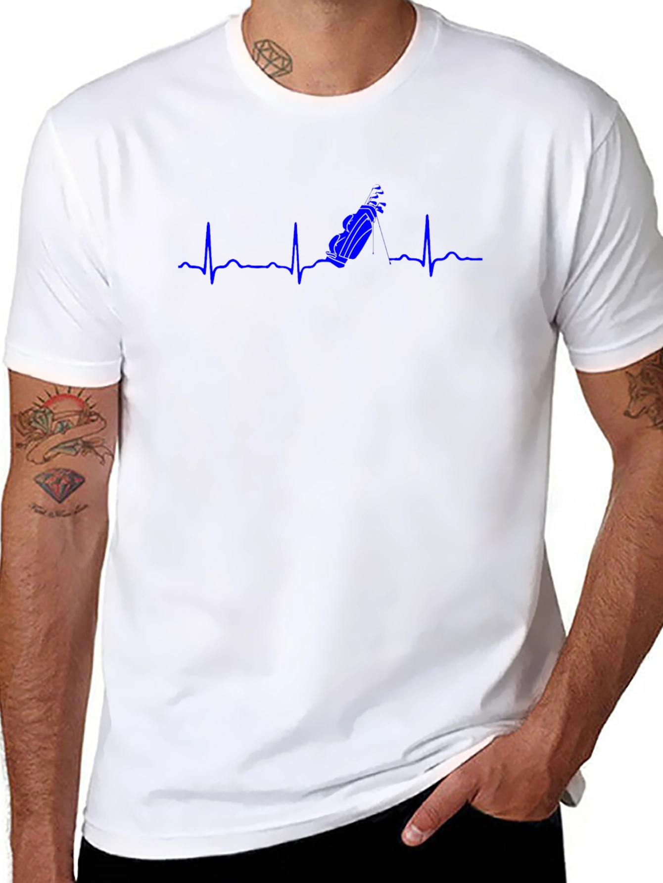 Golf Heartbeat T-Shirt - Black