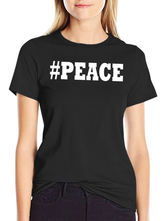 Hashtag Peace Black Graphic T-Shirt
