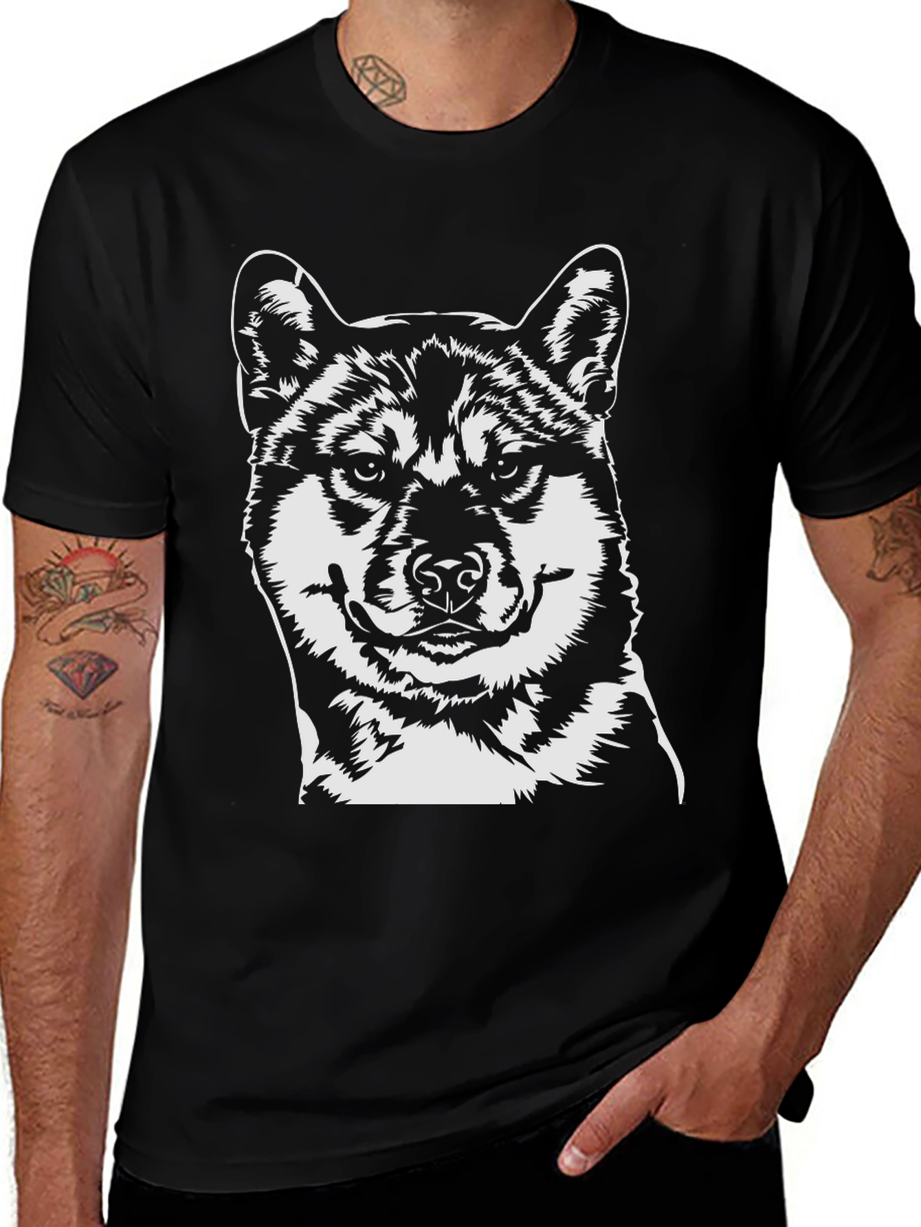 Shiba Inu Dog Graphic Black T-Shirt