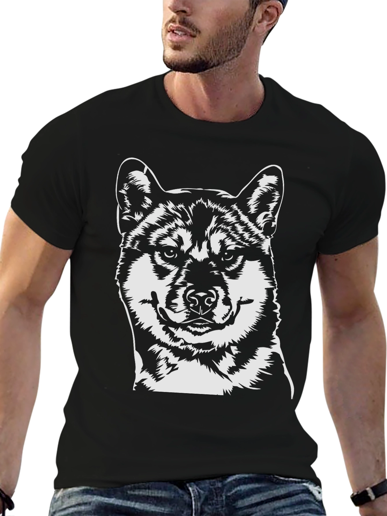 Shiba Inu Dog Graphic Black T-Shirt