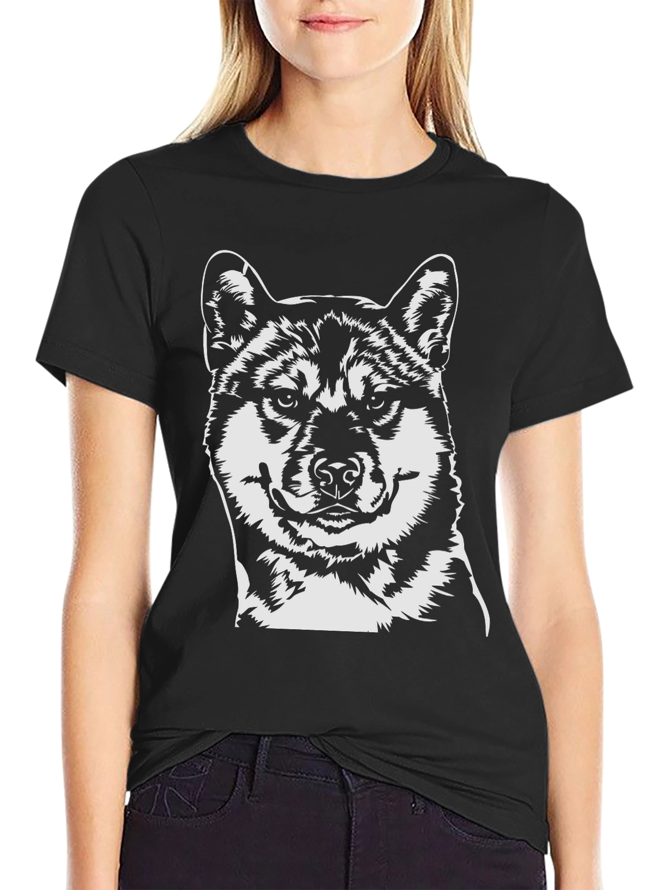 Shiba Inu Dog Graphic Black T-Shirt