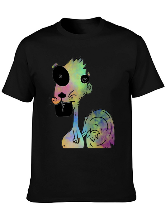 Colorful Cartoon Graphic Print Black T-Shirt