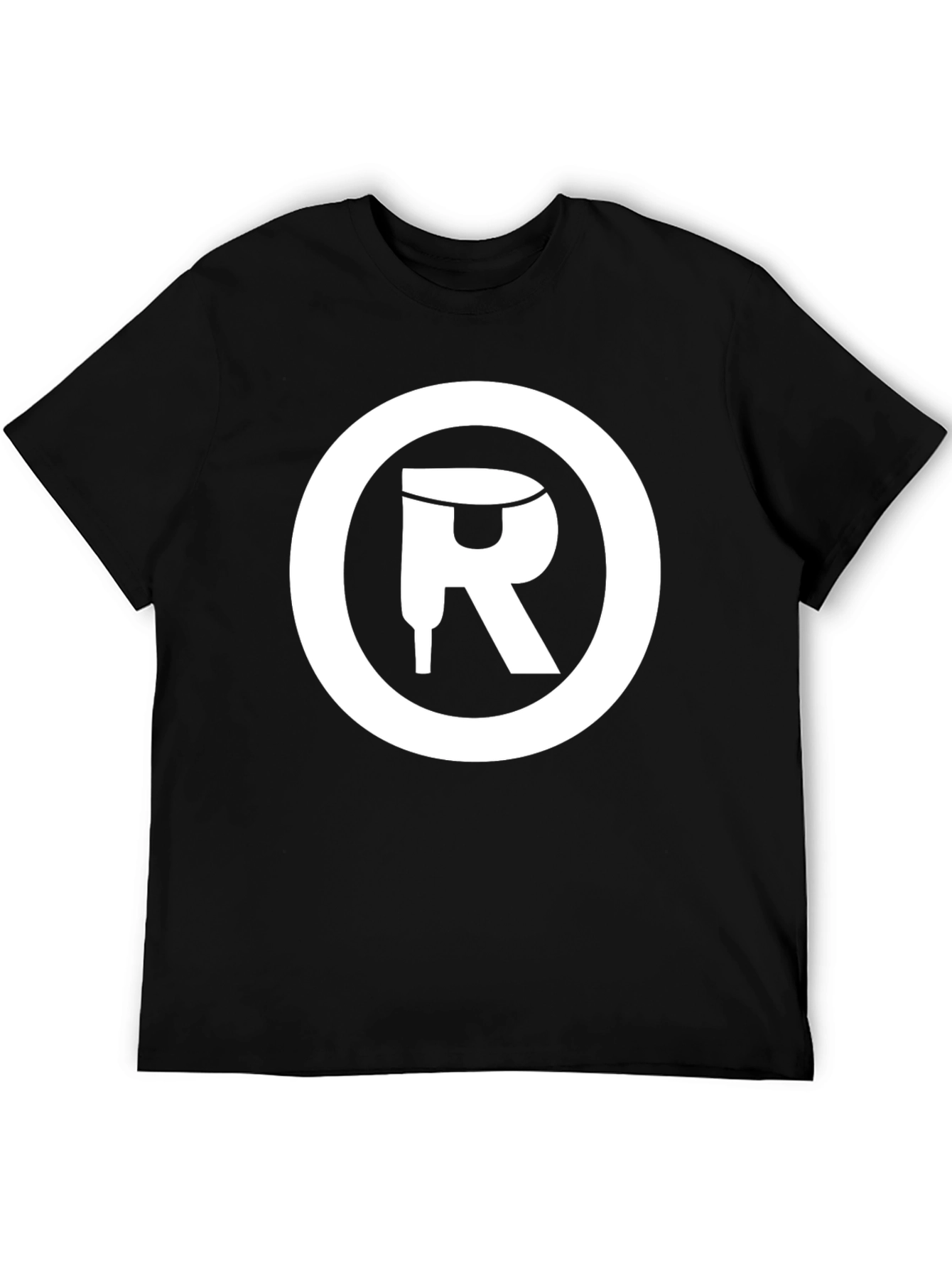 Graphic Tee: Black T-Shirt with White Circle Logo