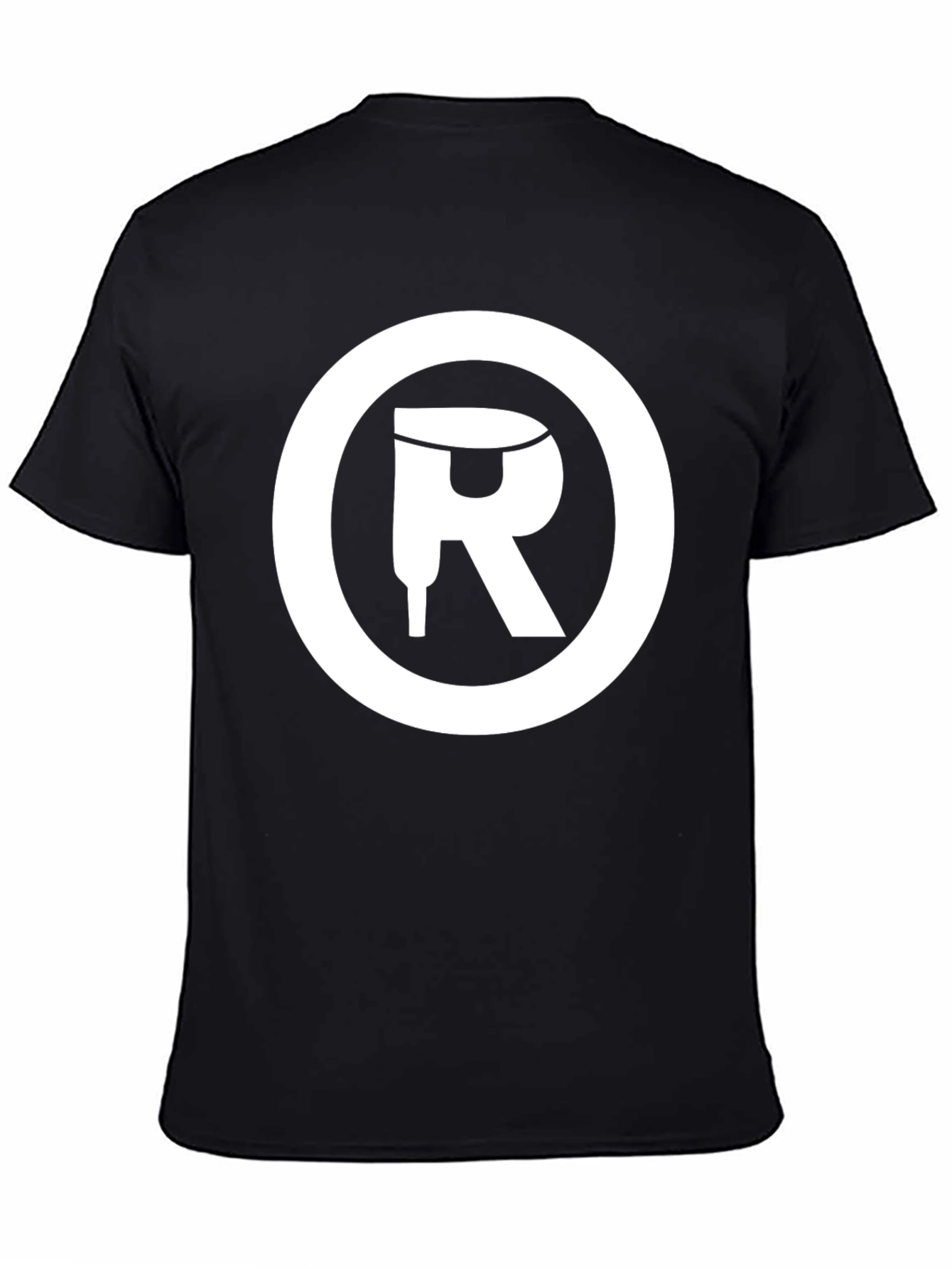 Graphic Tee: Black T-Shirt with White Circle Logo