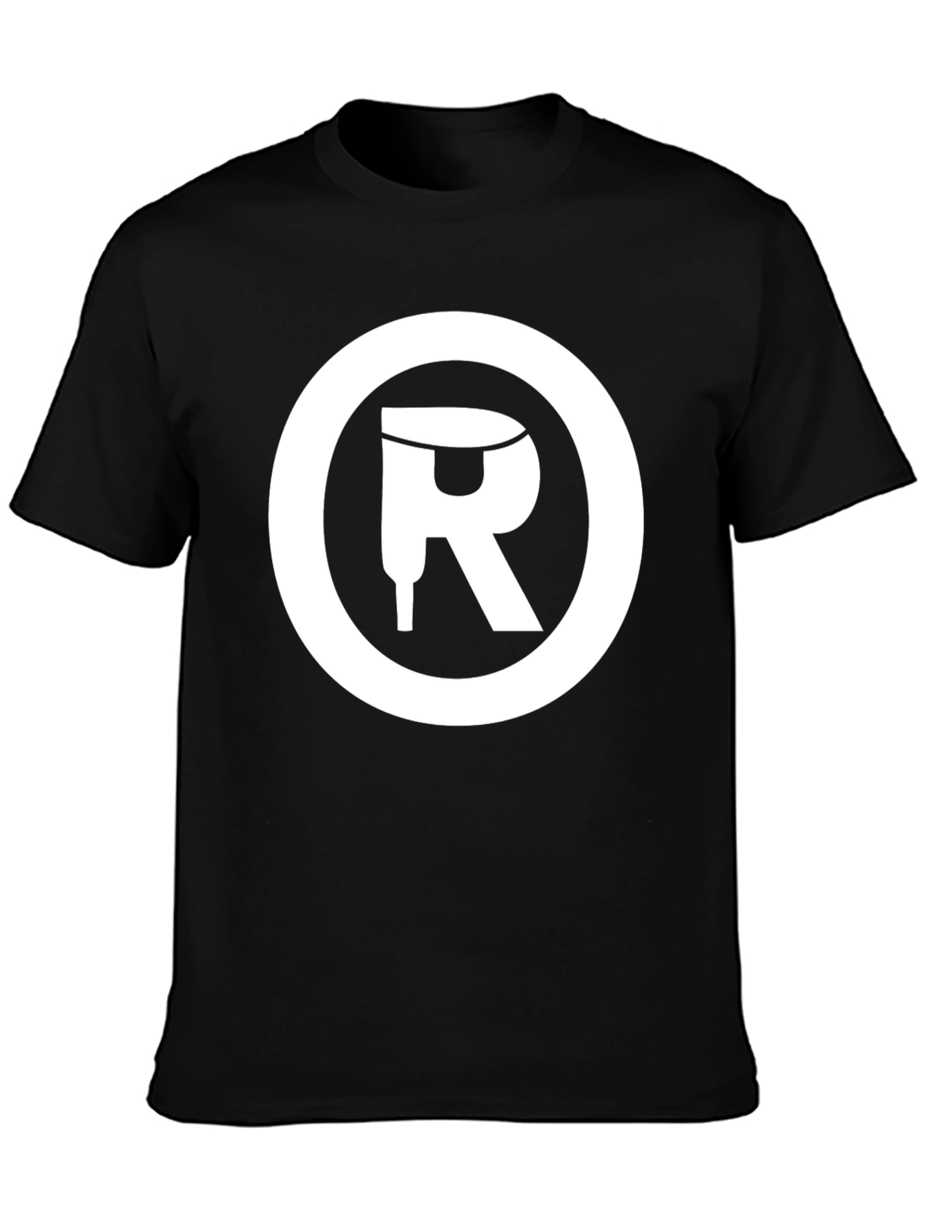 Graphic Tee: Black T-Shirt with White Circle Logo
