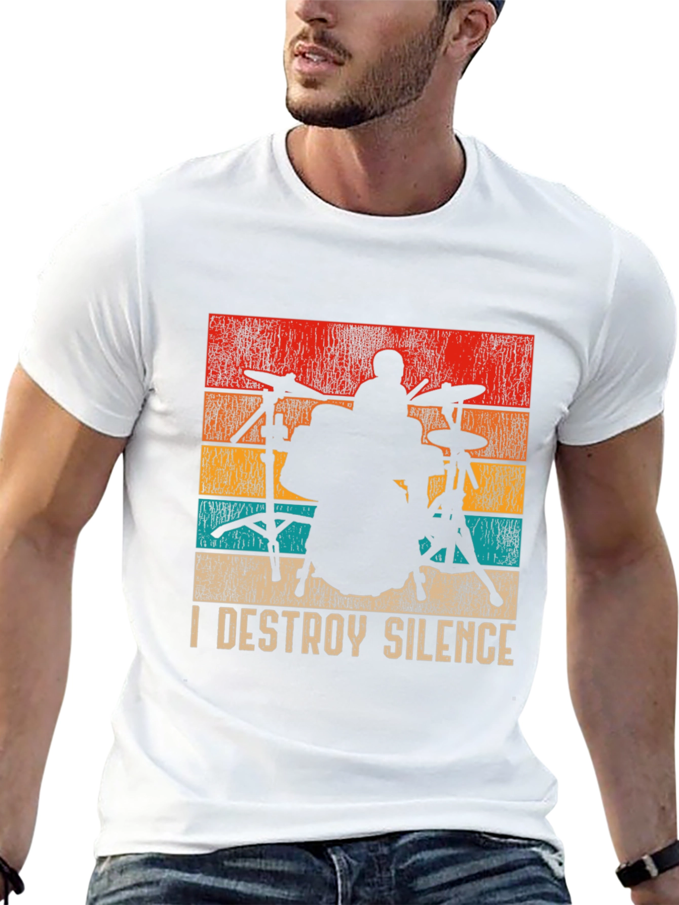 I Destroy Silence Drummer Graphic T-Shirt