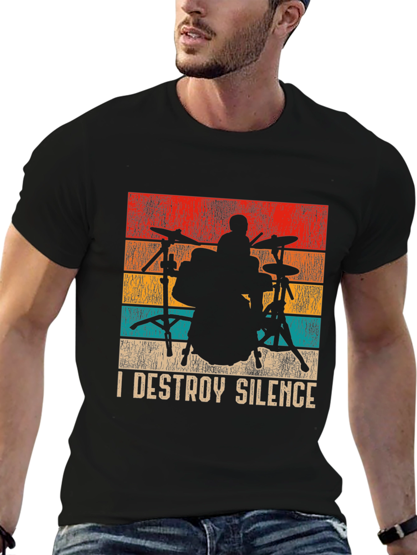 I Destroy Silence Drummer Graphic T-Shirt