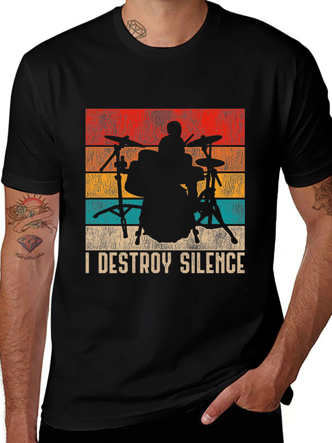 I Destroy Silence Drummer Graphic T-Shirt