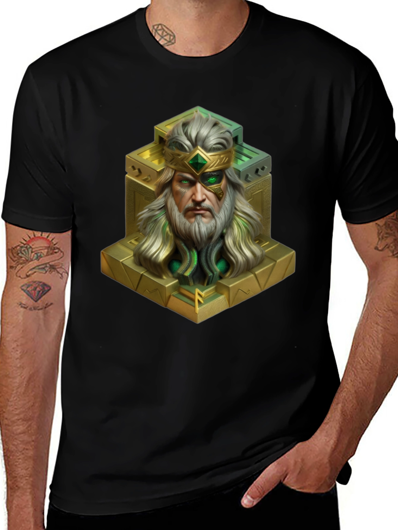 King Statue Graphic Tee - Unique Design Black T-Shirt