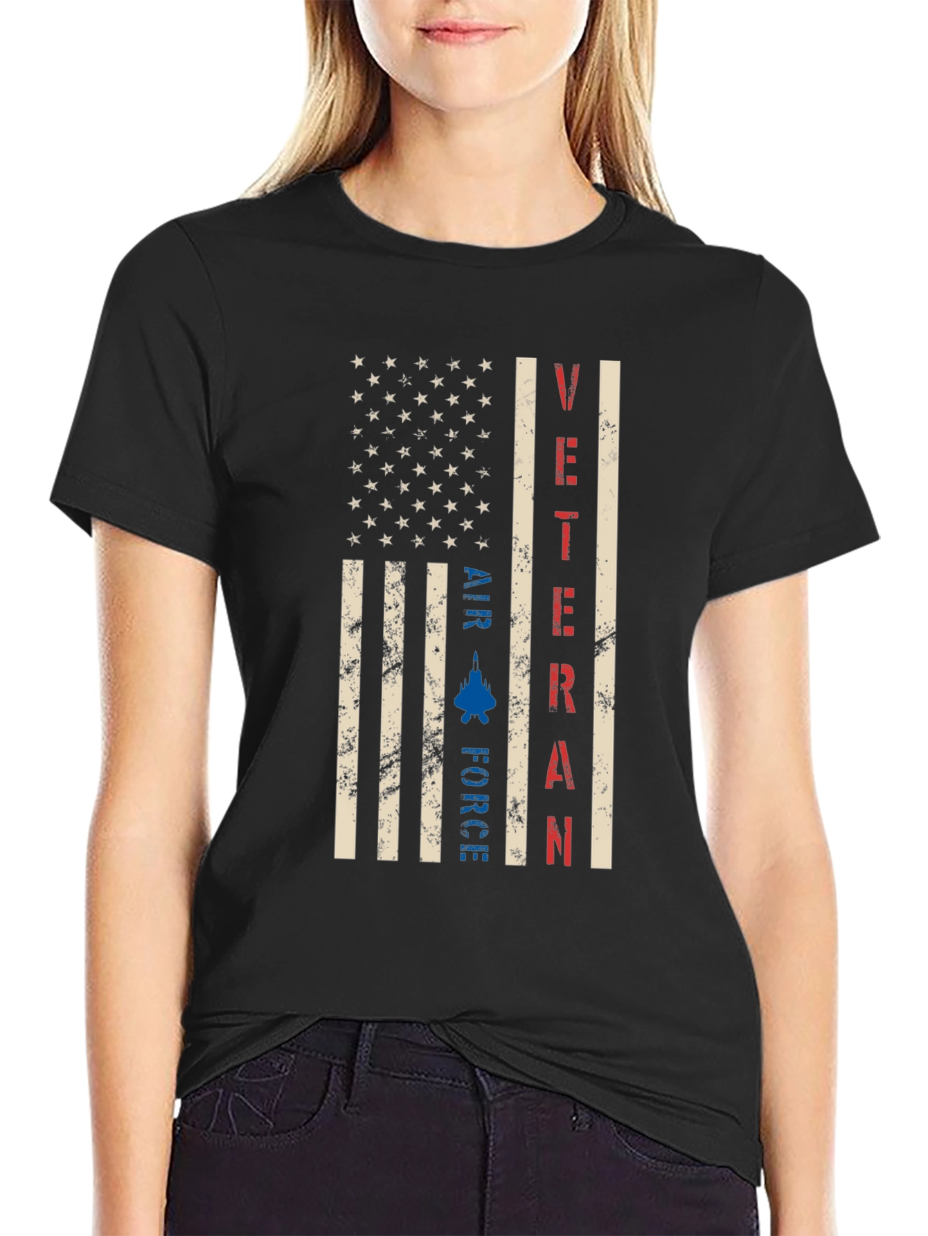 Air Force Veteran American Flag Graphic T-Shirt