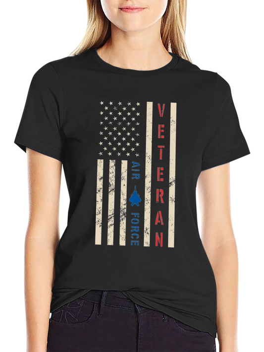 Air Force Veteran American Flag Graphic T-Shirt