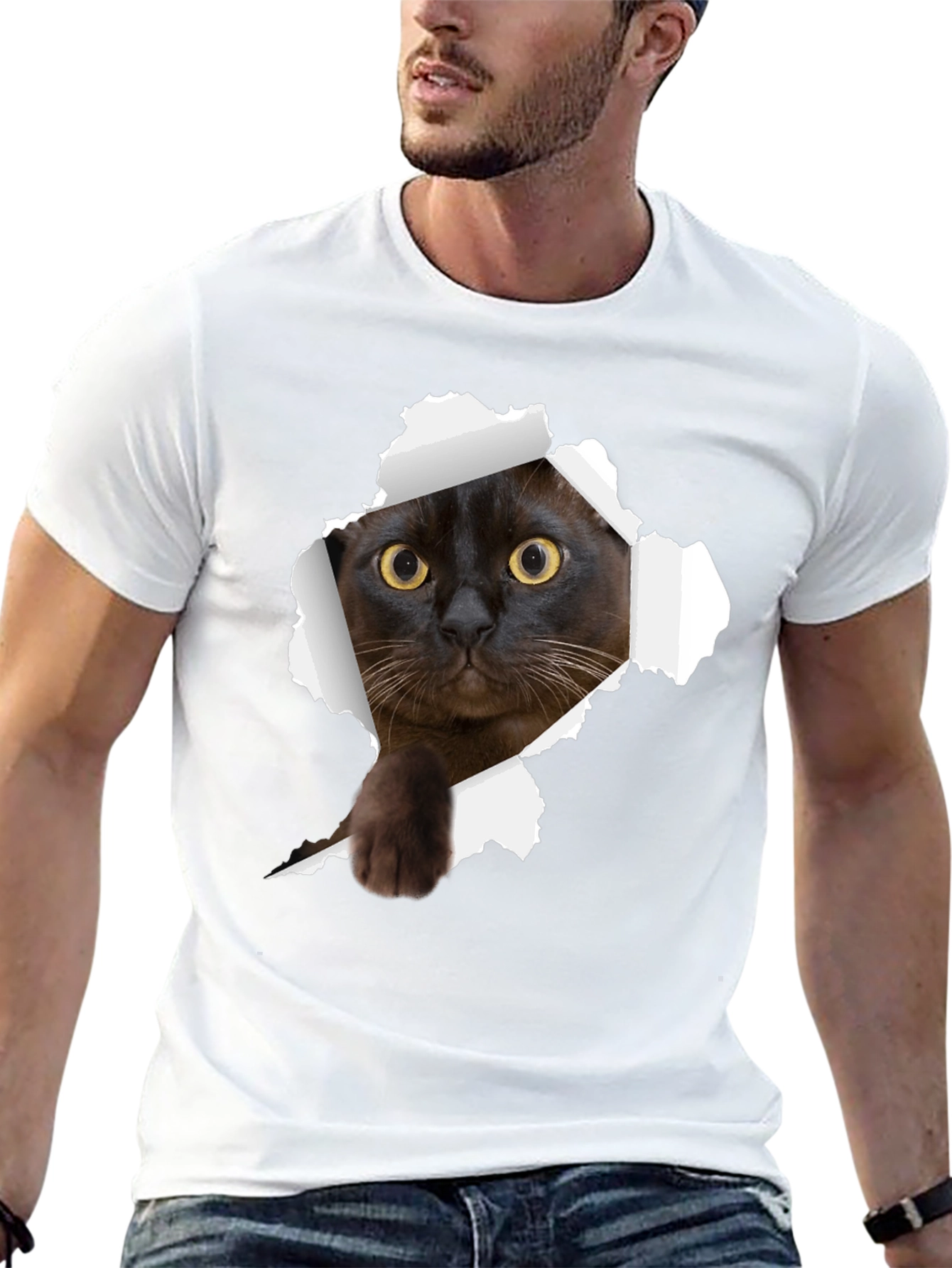 Black Cat Peek-a-Boo Graphic T-Shirt