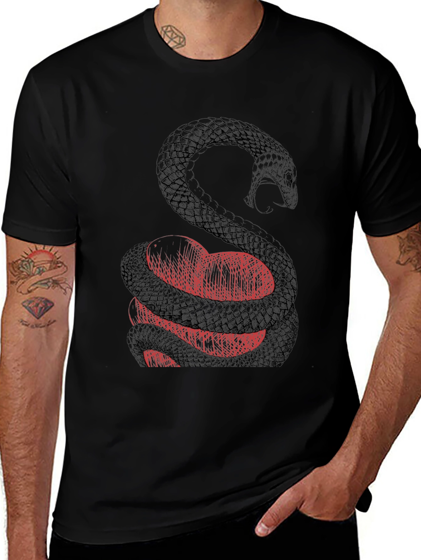 Snake Wrapped Around Heart Graphic Tee