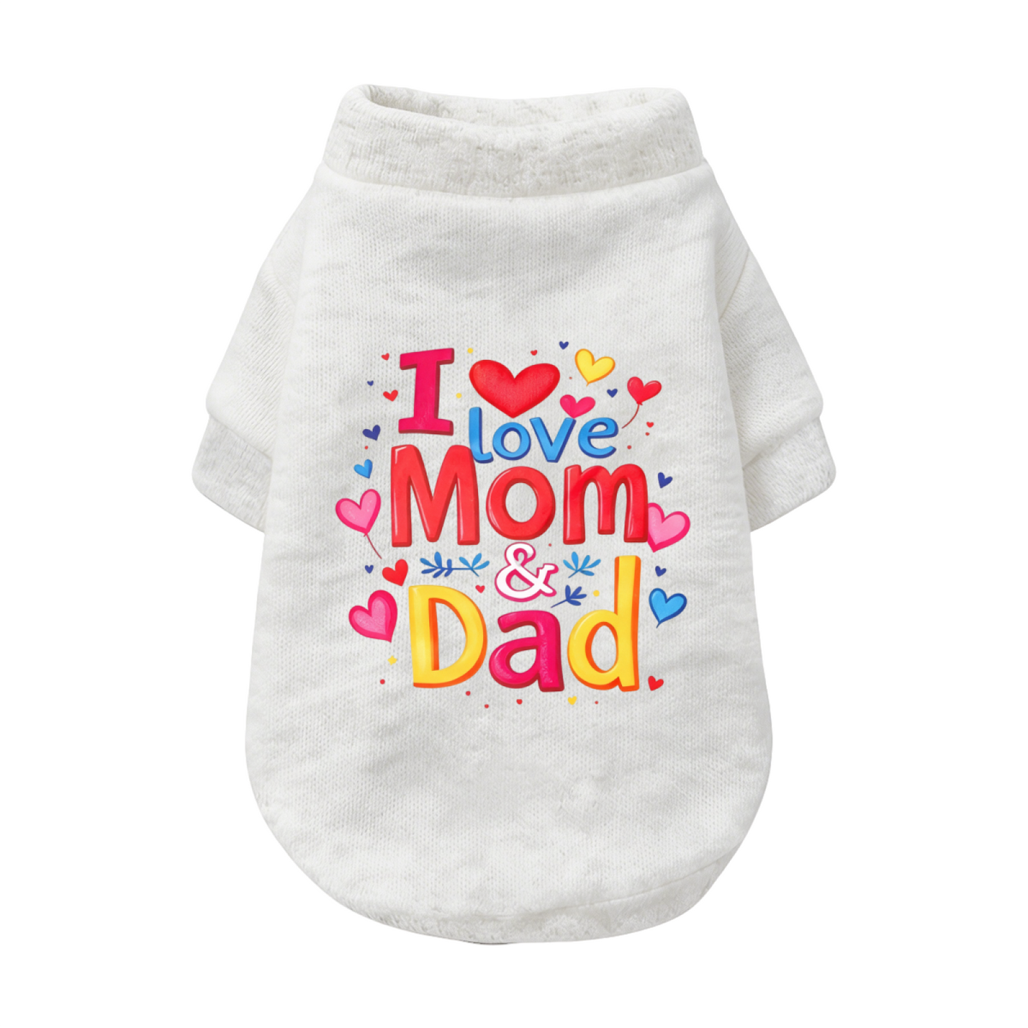 I Love Mom & Dad Colorful Heart Pet Family Sweater