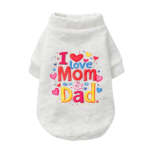 I Love Mom & Dad Colorful Heart Pet Family Sweater