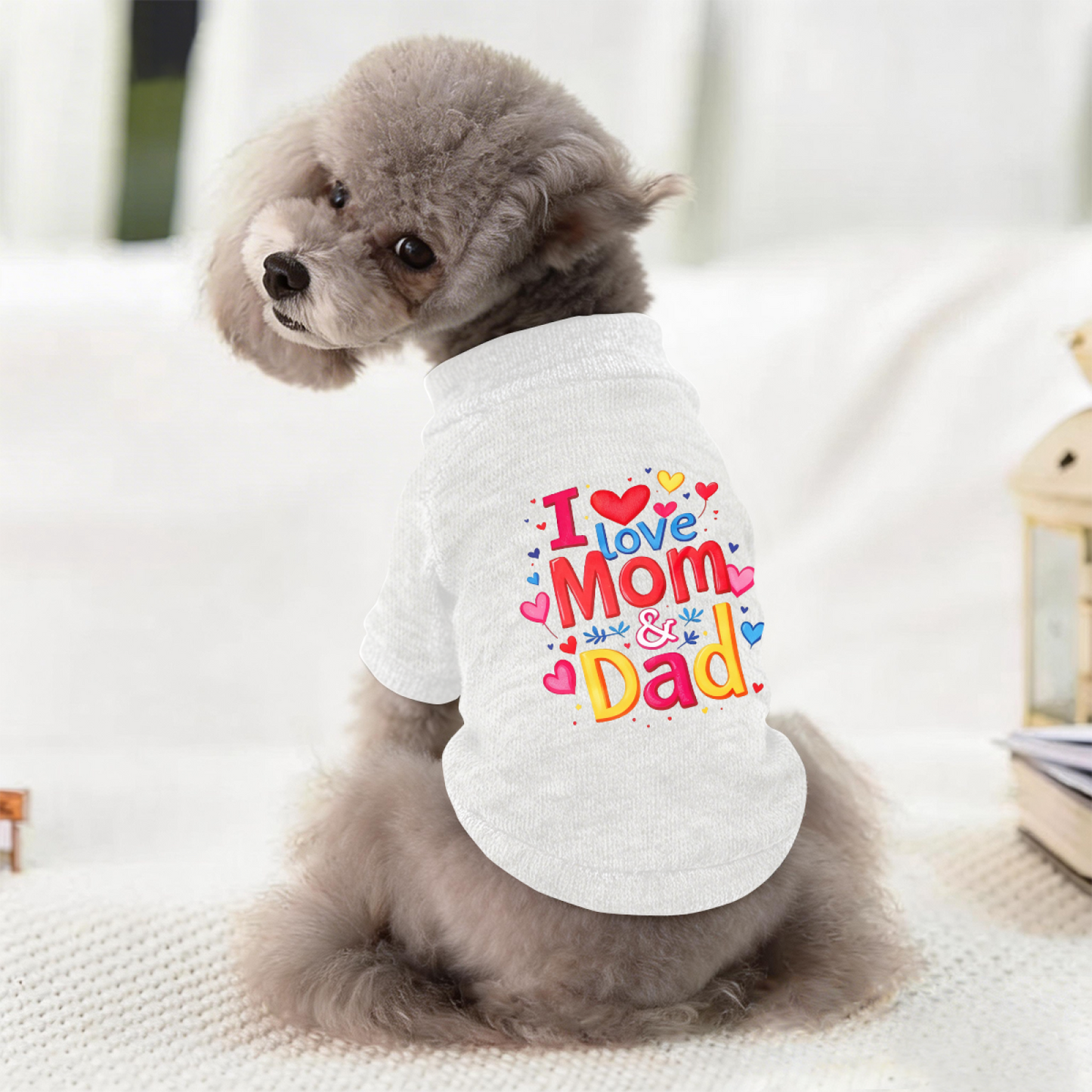 I Love Mom & Dad Colorful Heart Pet Family Sweater