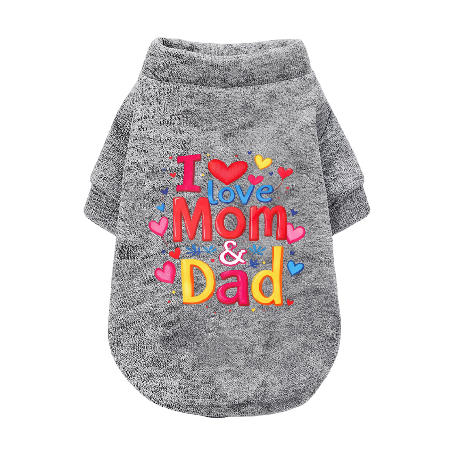 I Love Mom & Dad Colorful Heart Pet Family Sweater