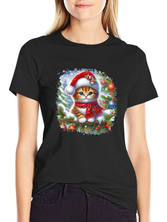 Festive Kitten T-Shirt: Christmas Holiday Style