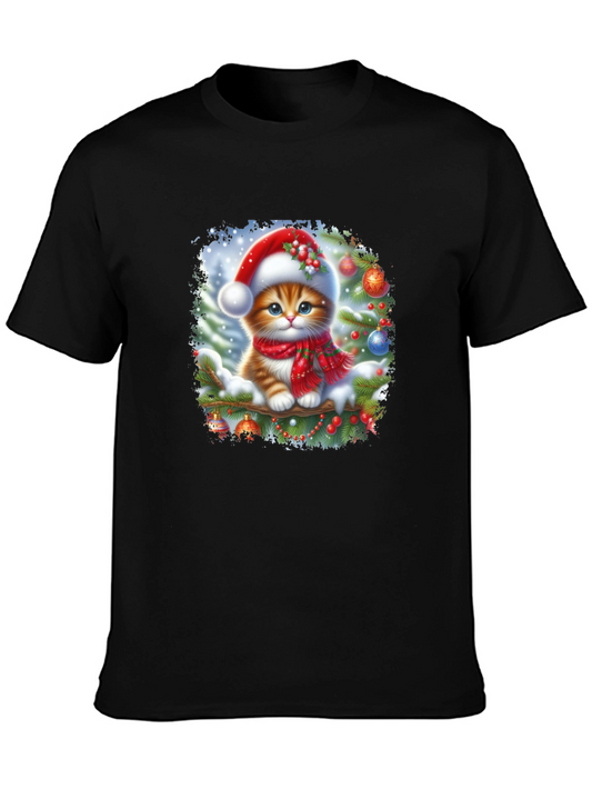 Festive Kitten T-Shirt: Christmas Holiday Style