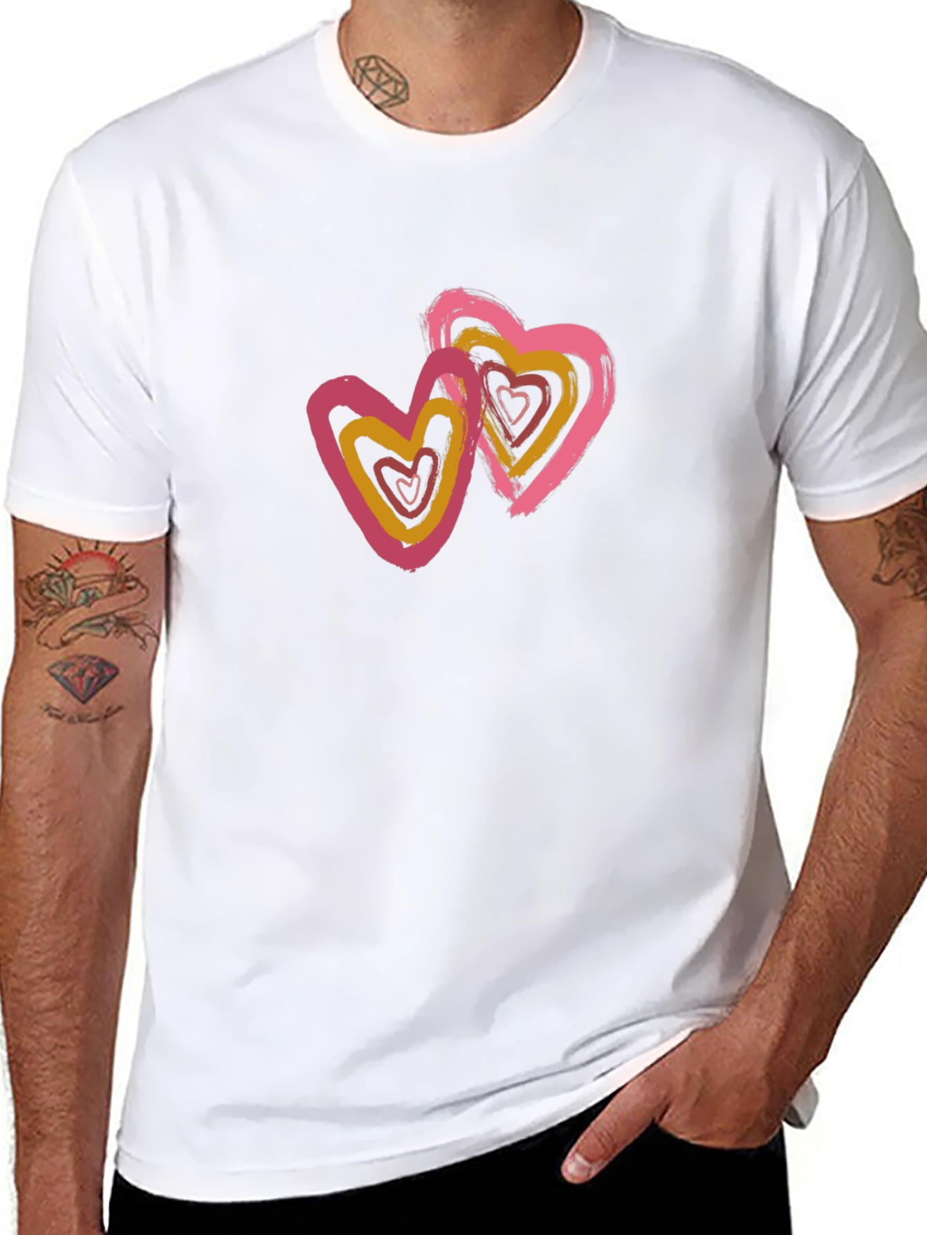 Black T-Shirt with Heart Graphic