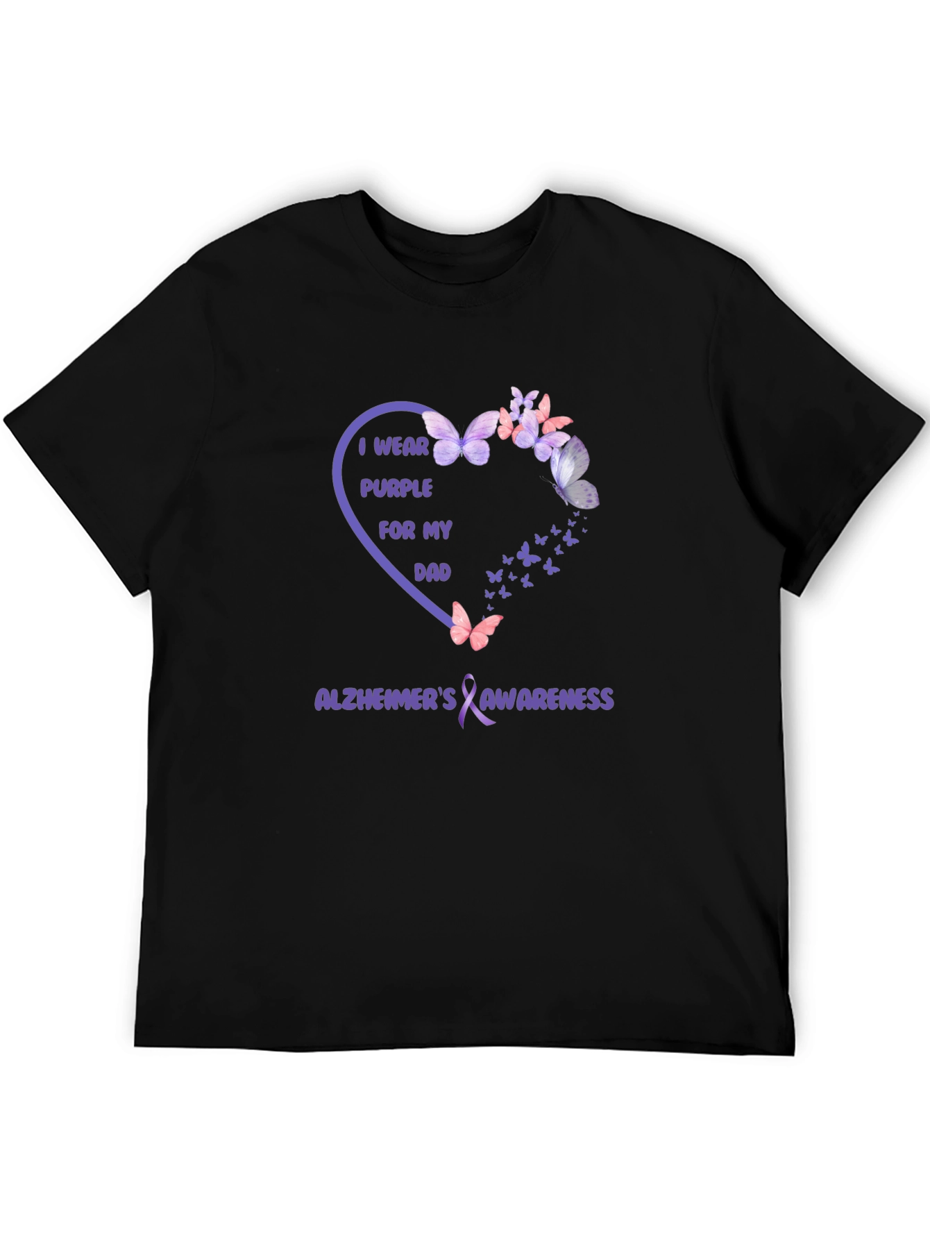 Alzheimers Awareness Purple Butterfly Dad T-Shirt