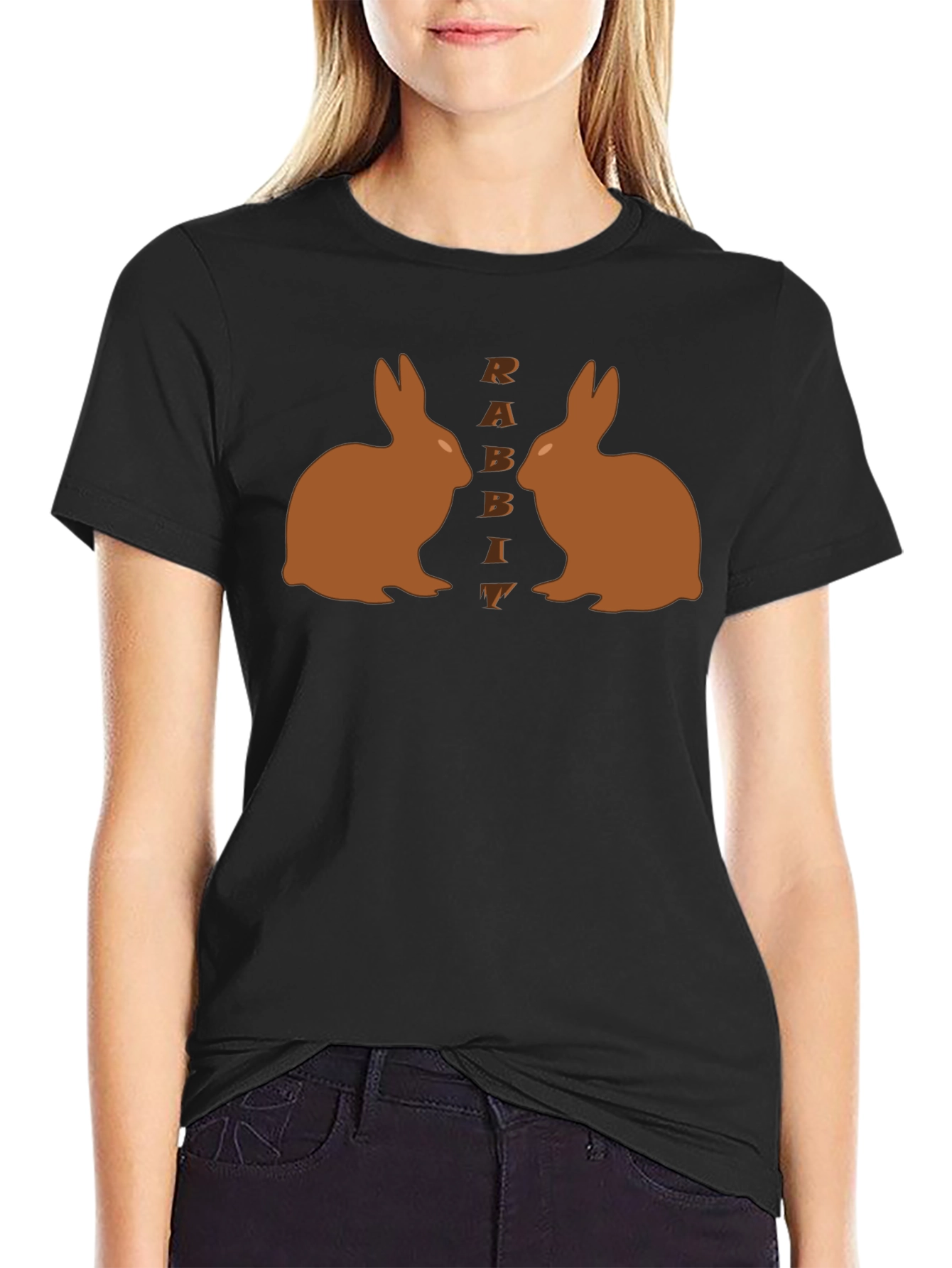 Rabbit Graphic Tee - Black Casual T-Shirt