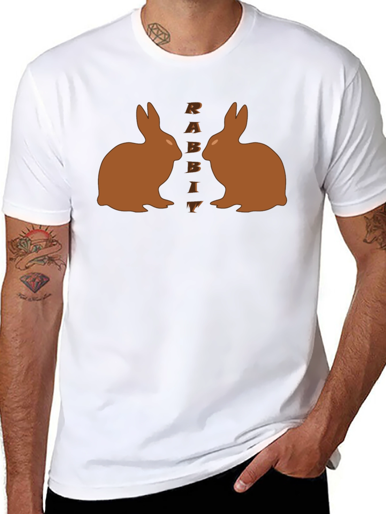 Rabbit Graphic Tee - Black Casual T-Shirt