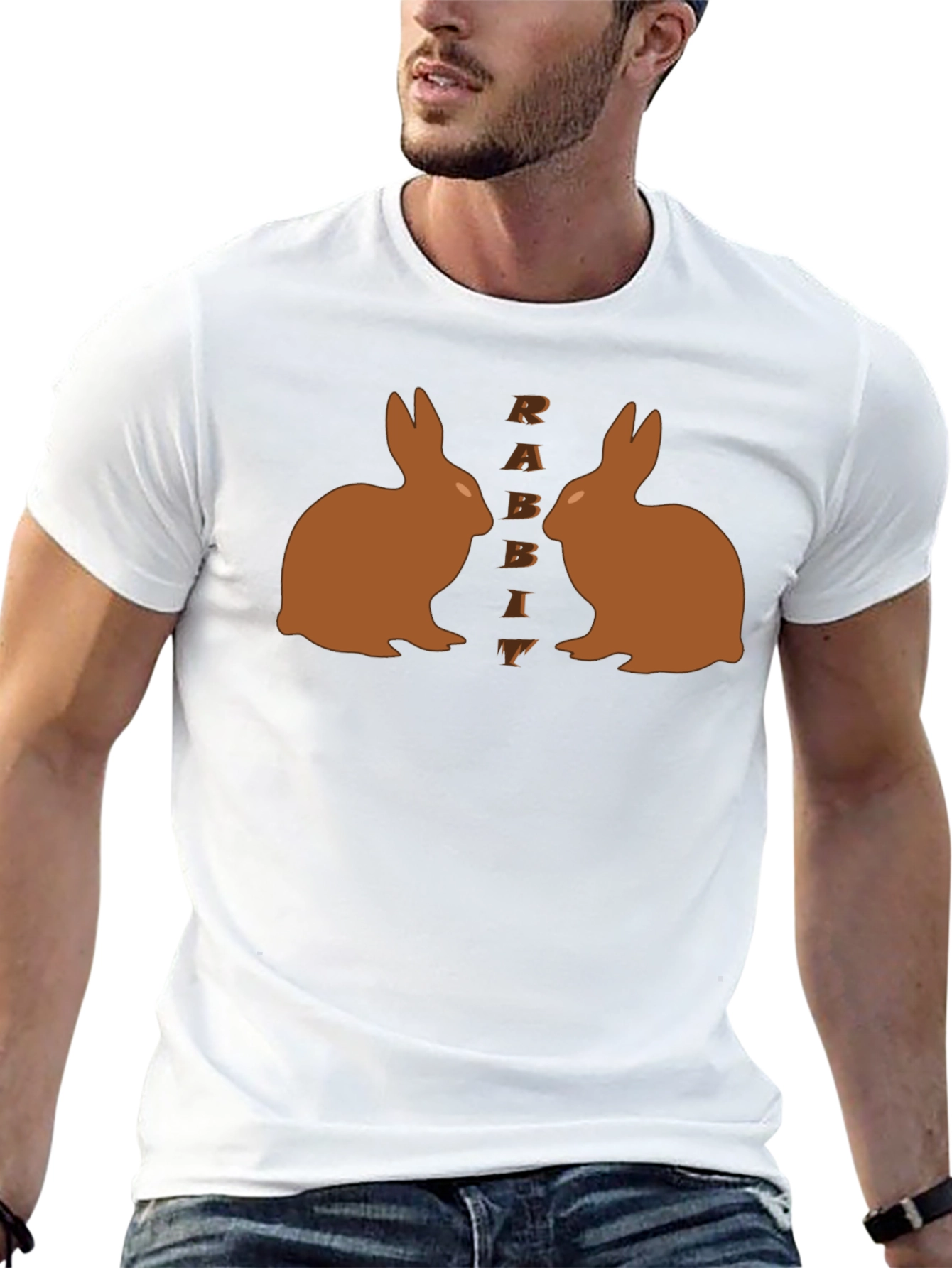 Rabbit Graphic Tee - Black Casual T-Shirt