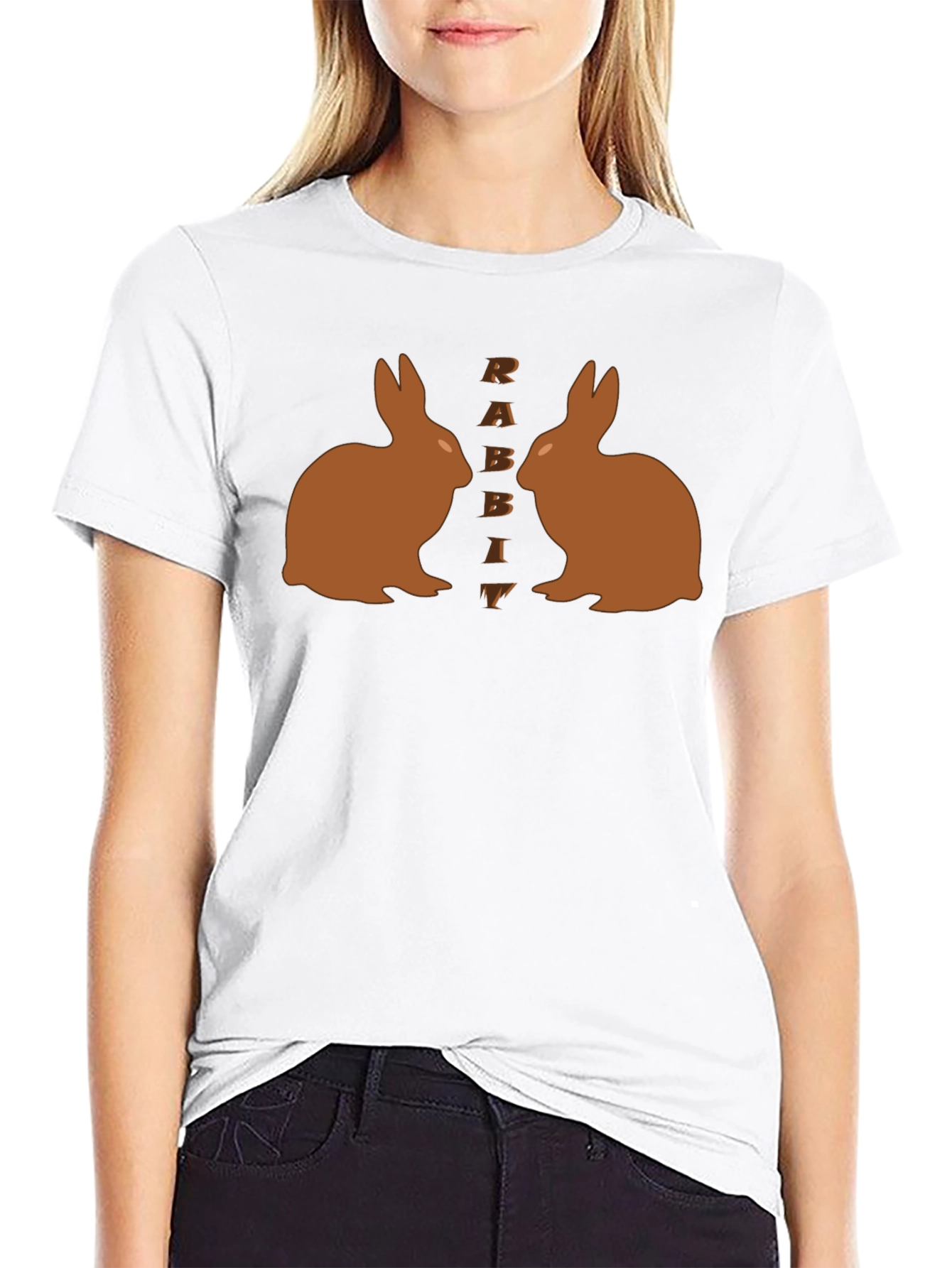 Rabbit Graphic Tee - Black Casual T-Shirt