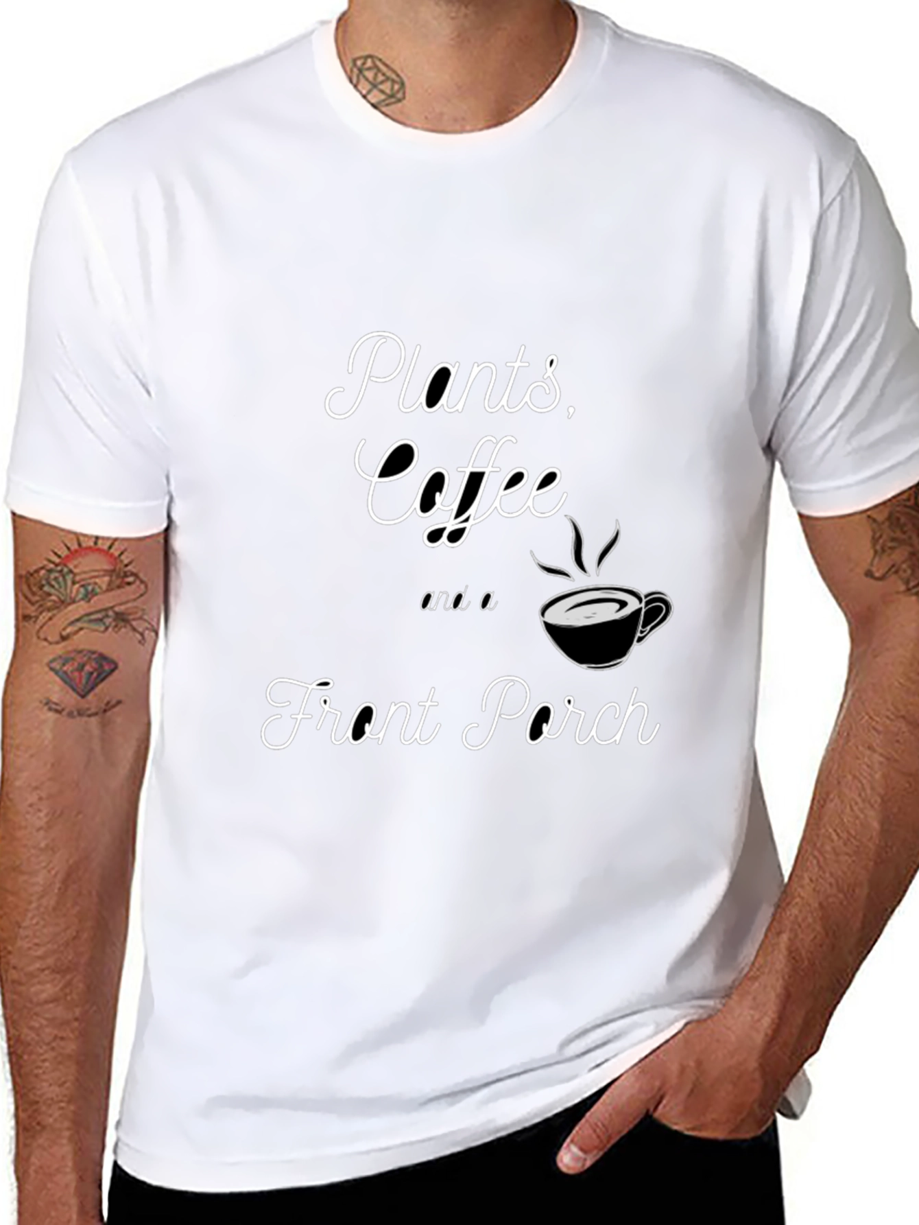 Plants Coffee Front Porch Graphic T-Shirt