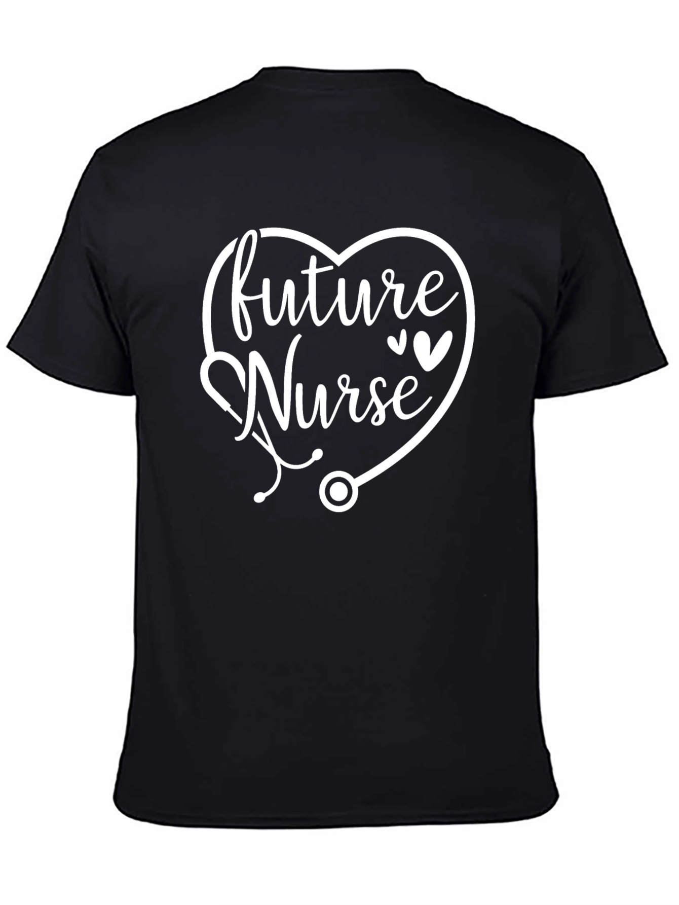 Future Nurse Heart Stethoscope Black T-Shirt