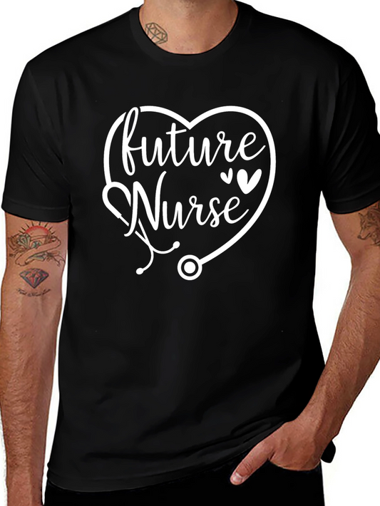 Future Nurse Heart Stethoscope Black T-Shirt