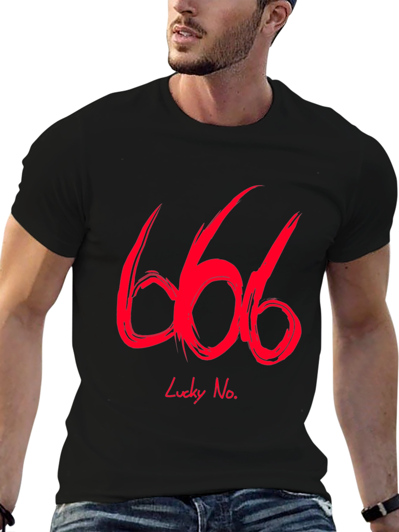 Lucky No. 666 Graphic Tee - Black