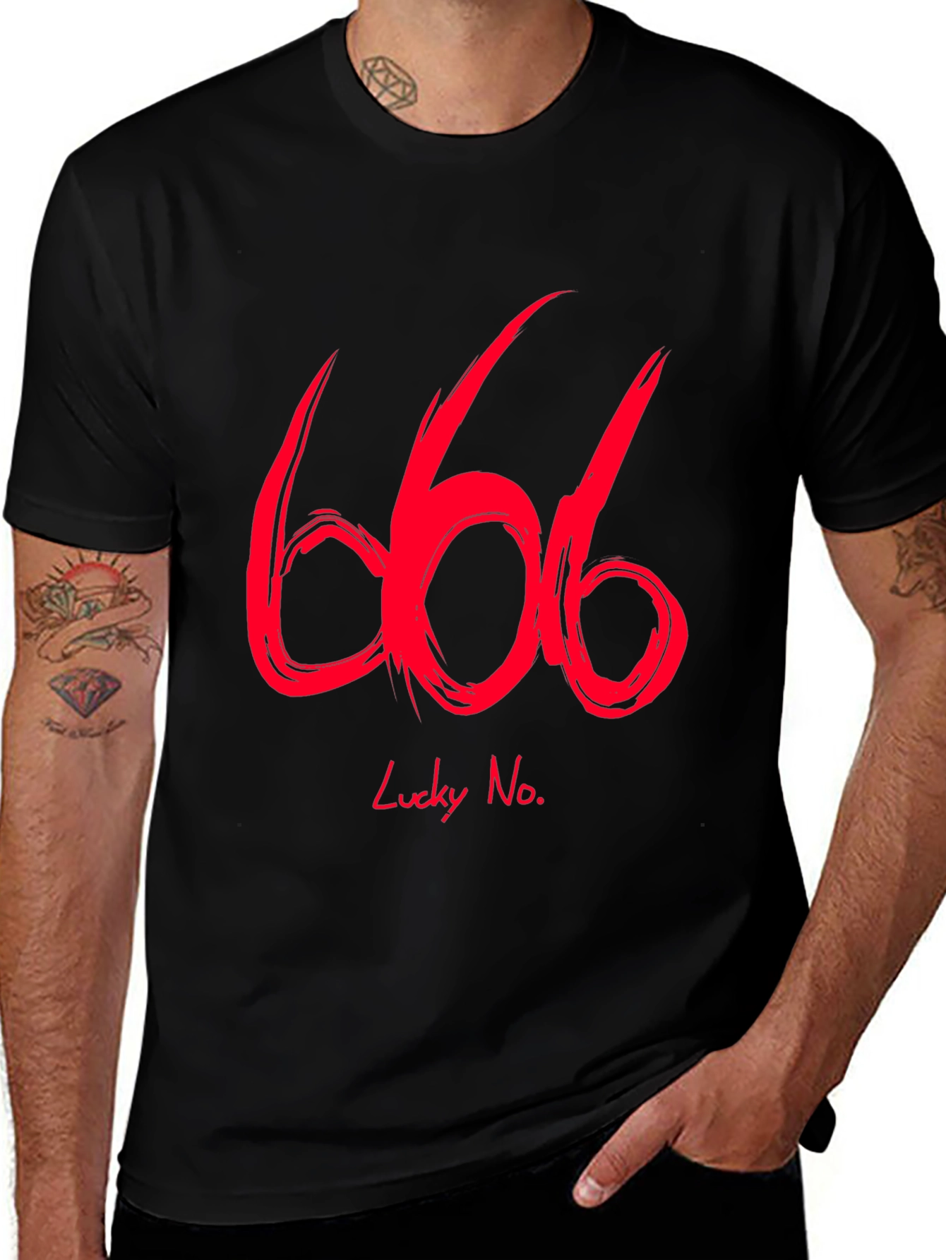 Lucky No. 666 Graphic Tee - Black