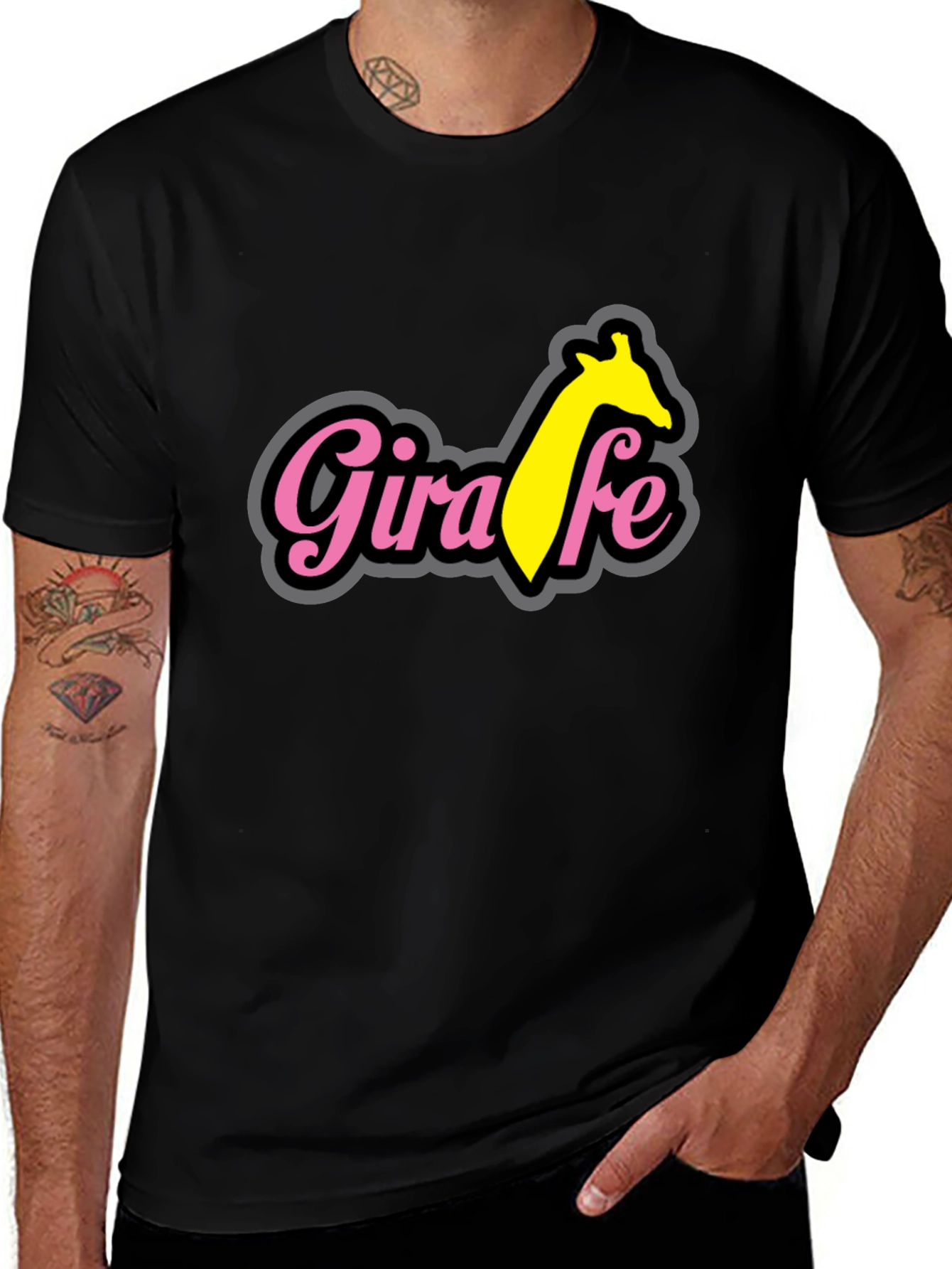 Giraffe T-Shirt - Black Cotton Blend Tee