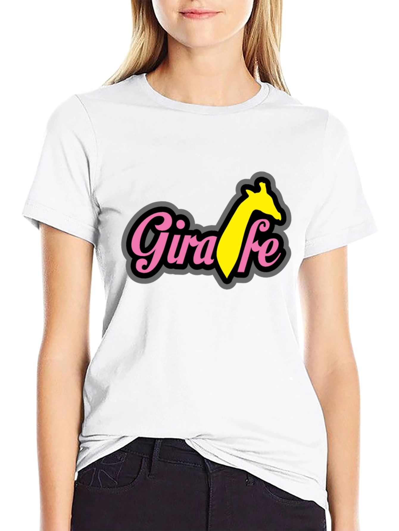 Giraffe T-Shirt - Black Cotton Blend Tee