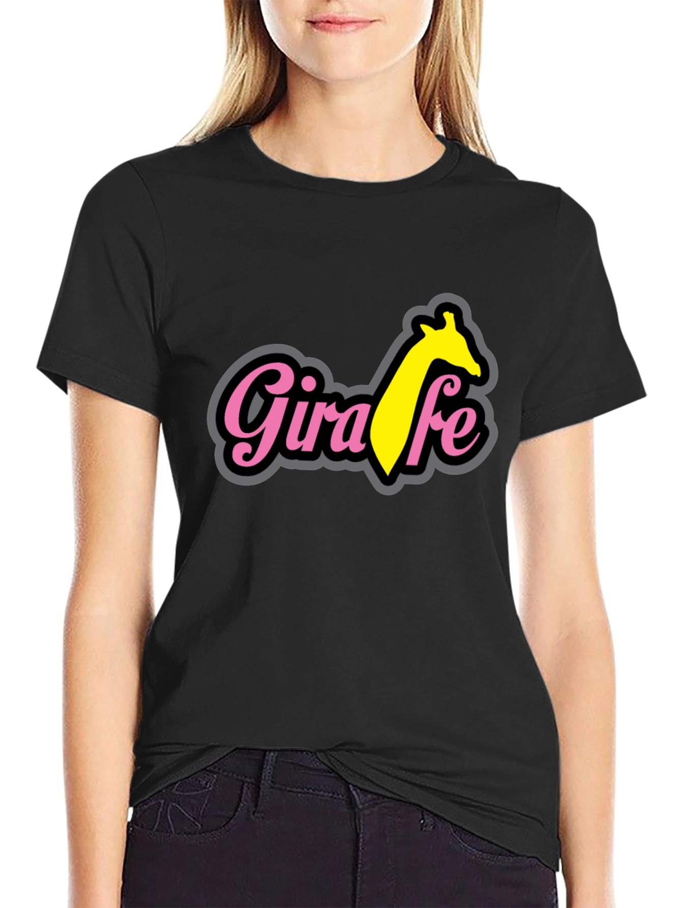 Giraffe T-Shirt - Black Cotton Blend Tee