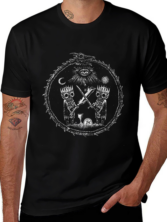 Occult Graphic Print Tee - Black Cotton T-Shirt