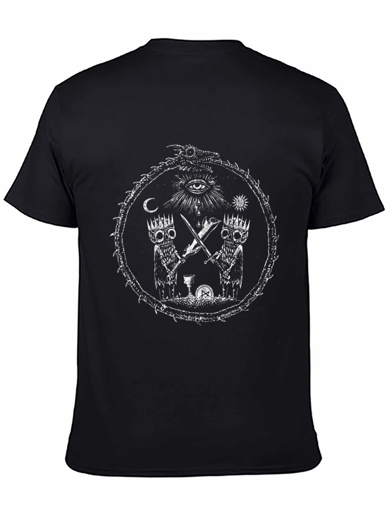 Occult Graphic Print Tee - Black Cotton T-Shirt