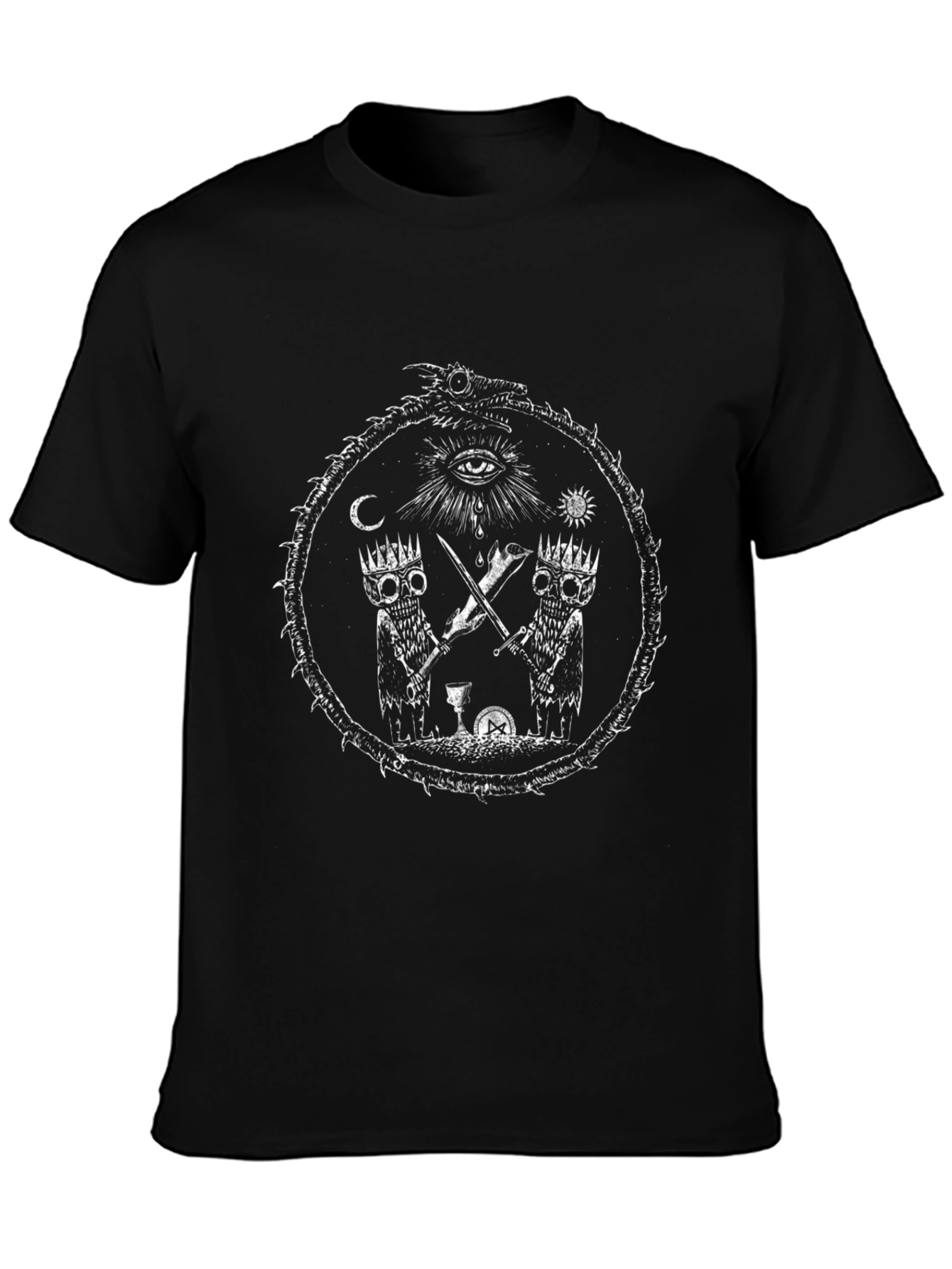 Occult Graphic Print Tee - Black Cotton T-Shirt