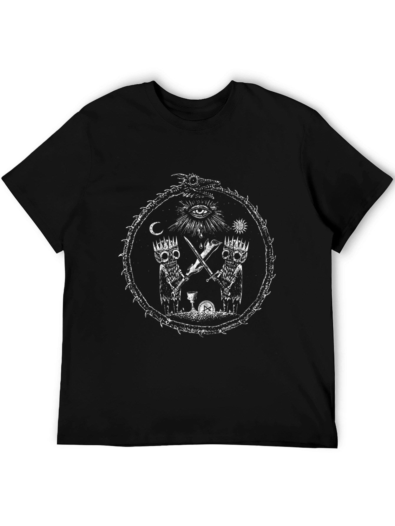 Occult Graphic Print Tee - Black Cotton T-Shirt