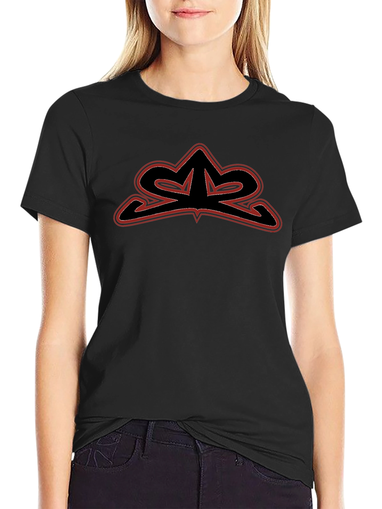Mens Black Graphic Tee - Edgy Logo Design