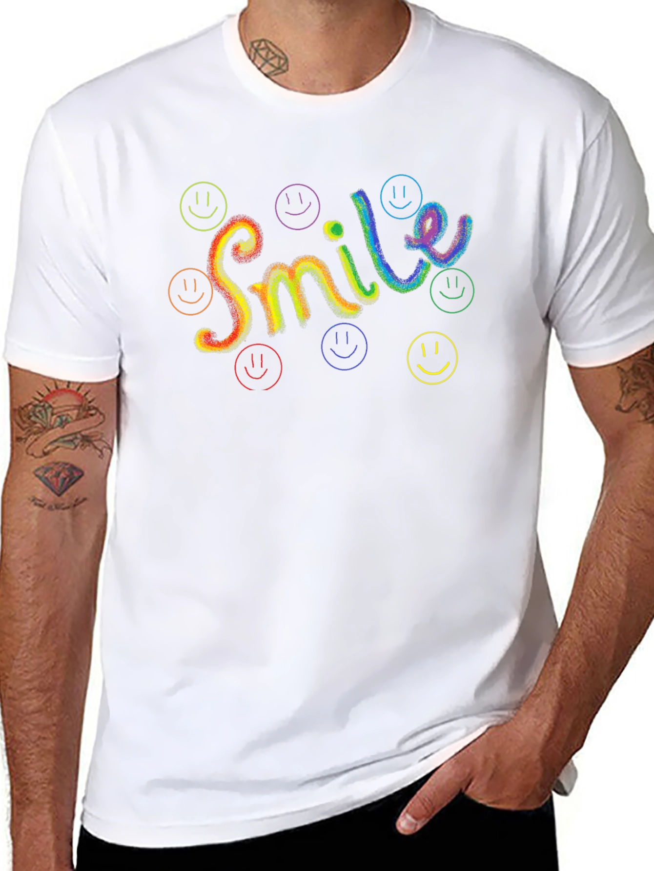 Rainbow Smile Graphic Black T-Shirt