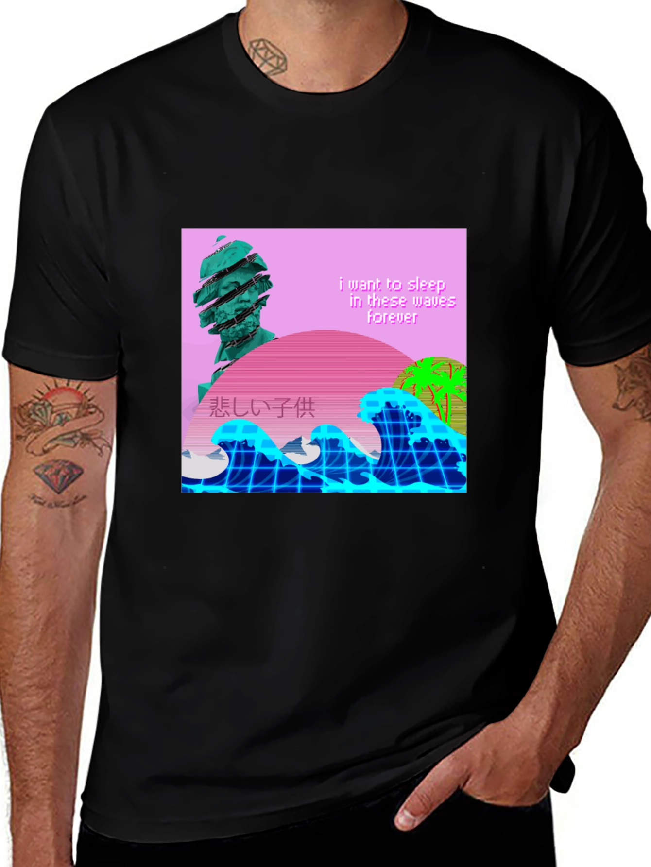 Vaporwave Aesthetic T-Shirt - Sleep in Waves