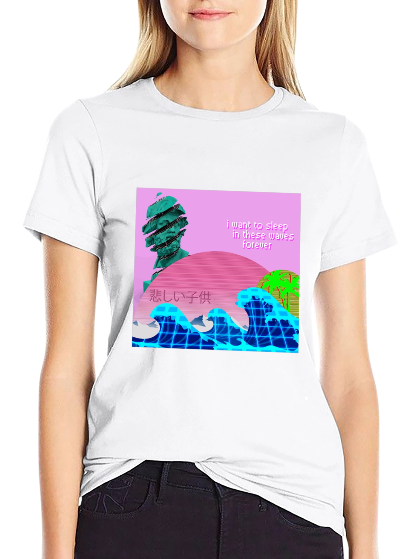 Vaporwave Aesthetic T-Shirt - Sleep in Waves