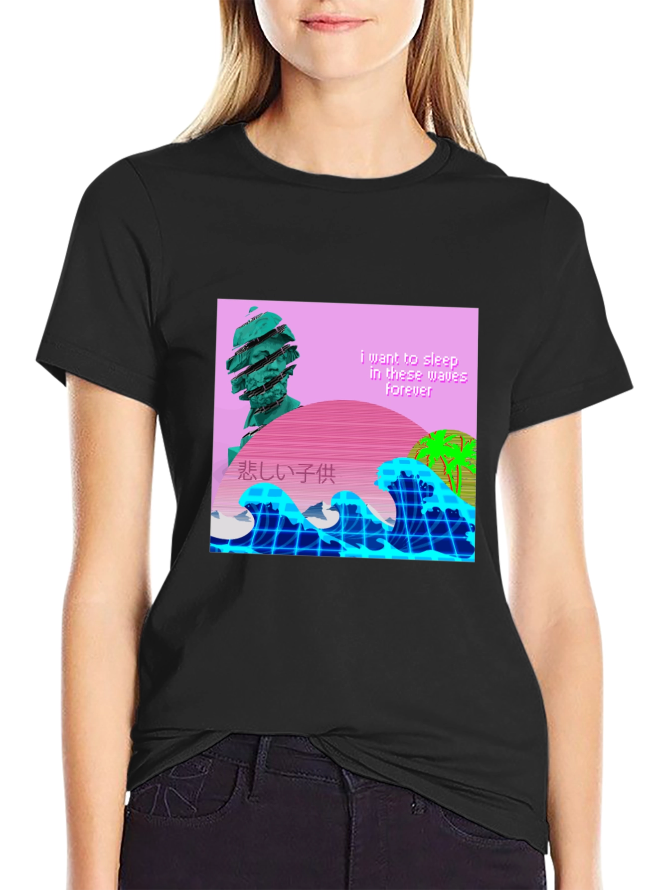 Vaporwave Aesthetic T-Shirt - Sleep in Waves