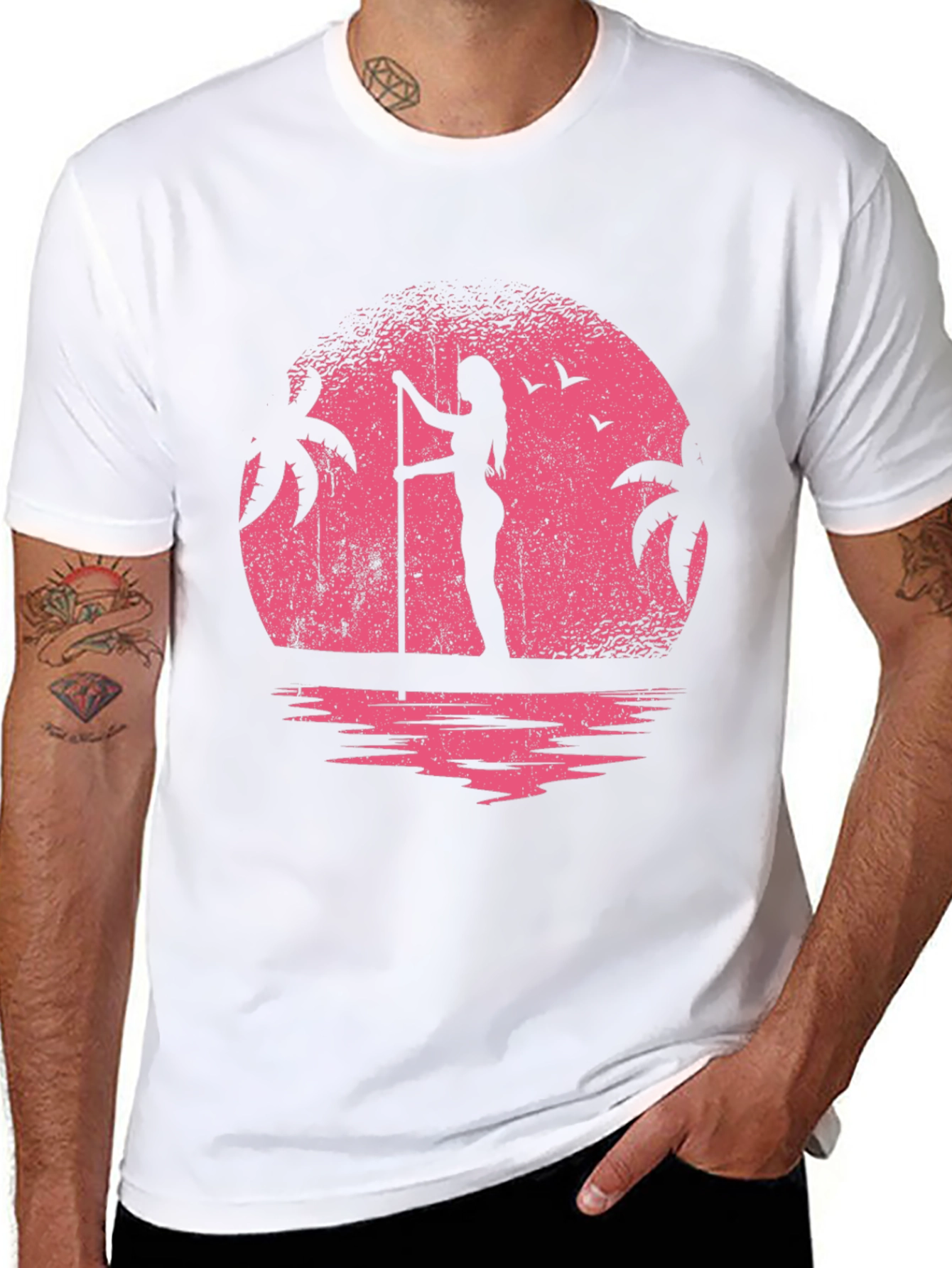 Sunset Paddleboard T-Shirt - Black Graphic Tee